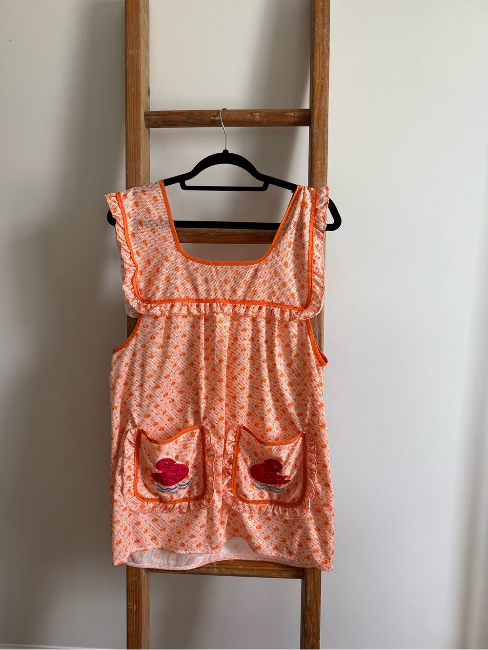 Vintage Peach Floral Ruffle Pocket house Tunic